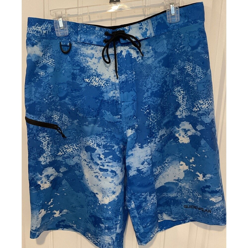 EUC Cabela's Guidewear Men’s Blue Water/Wave Print Board Shorts Size Medium 34